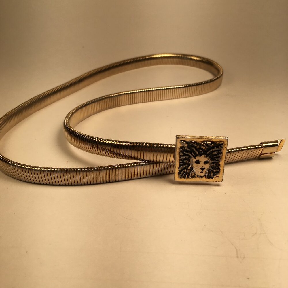 Vintage Ann Klein Novelty Stretch Metal Lion Buckle Belt    SPECIALSHIPPING$4.99